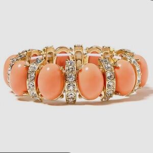 NWT J crew coral stone bracelet with rhinestone spacers